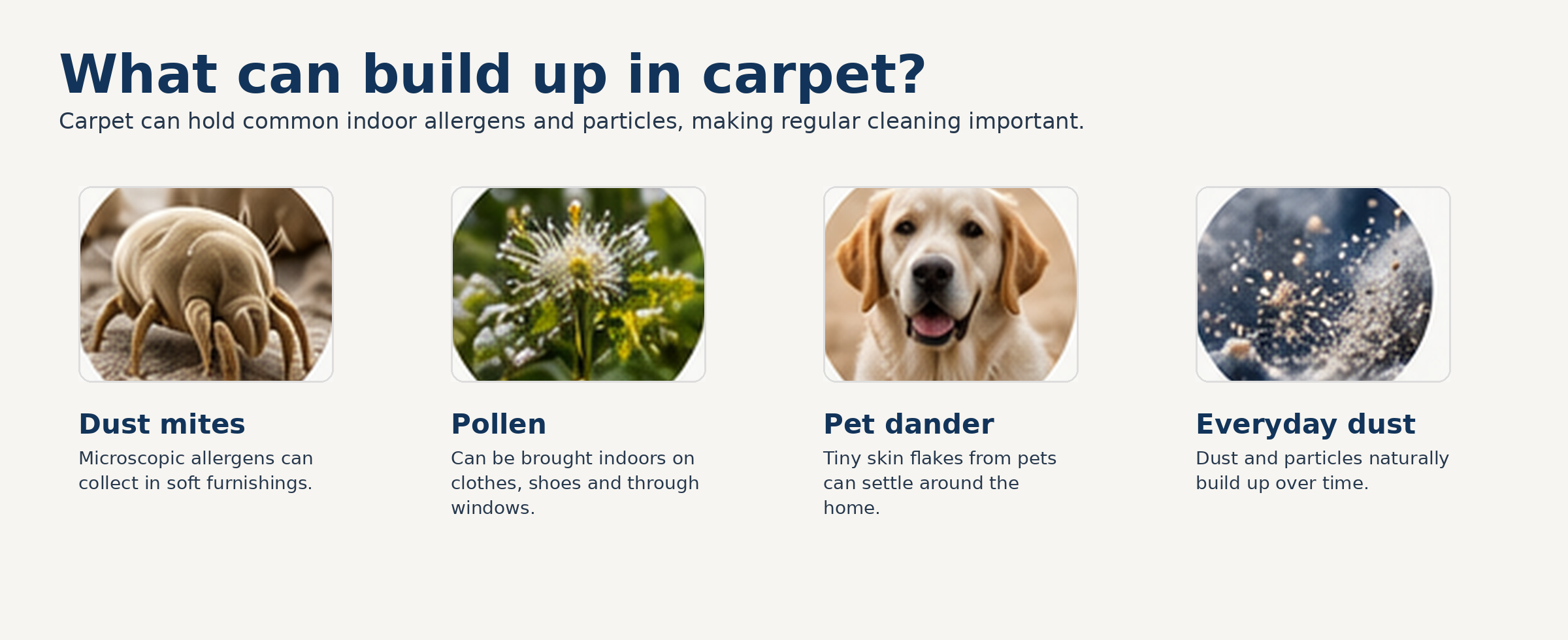 Common allergens and particles that can collect in carpet